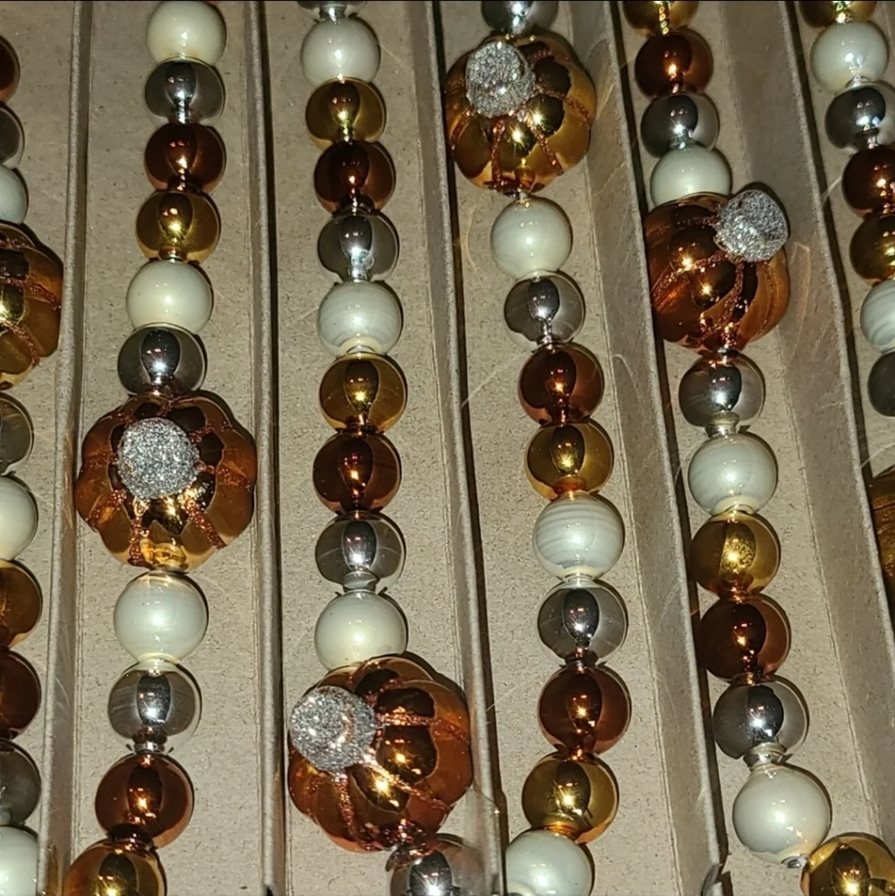 Radko Shiny Brite Vintage / Style Fall Autumn Glass Pumpkin Thanksgiving Garland
